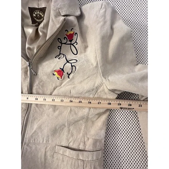 VTG Suede Leather Western Blazer Jacket Women Size M/L Floral Embroidered Boho - Picture 7 of 12